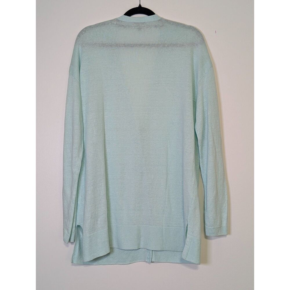 Talbots Linen Cardigan Sweater Mint Green Lightweight Classic M Spring Layer - Picture 6 of 6